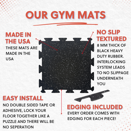 Interlocking Rubber Tiles with Straight Edges – 18 Inch Diameter, 5/16" (8mm) Thick, Made in the USA