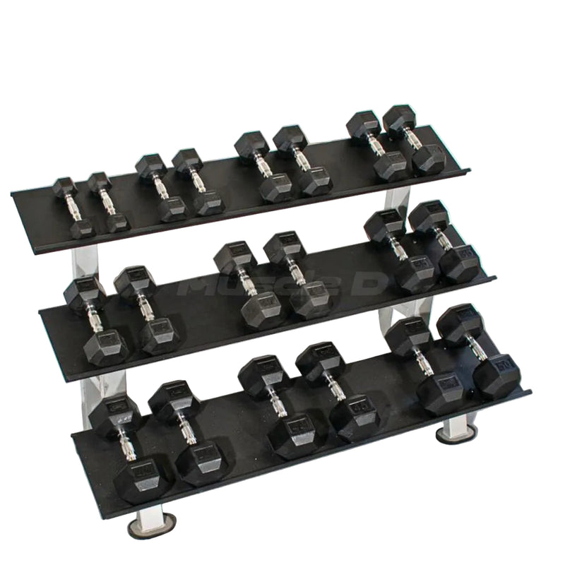 Load image into Gallery viewer, Dumbbell rack with multiple dumbbells on a white background