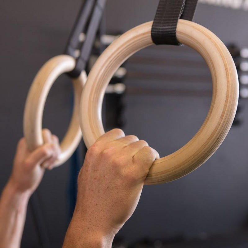 Load image into Gallery viewer, SMAI - Wooden Gym Rings - Easy Straps