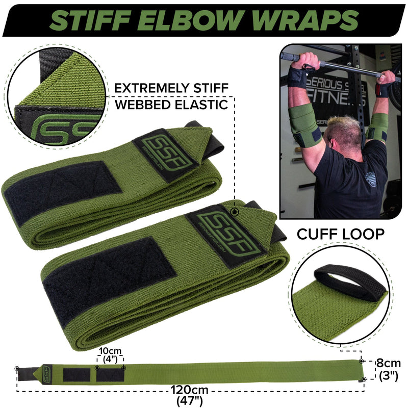 Load image into Gallery viewer, Serious Steel Fitness - Stiff Elbow Wraps 120 Cm (Pair)