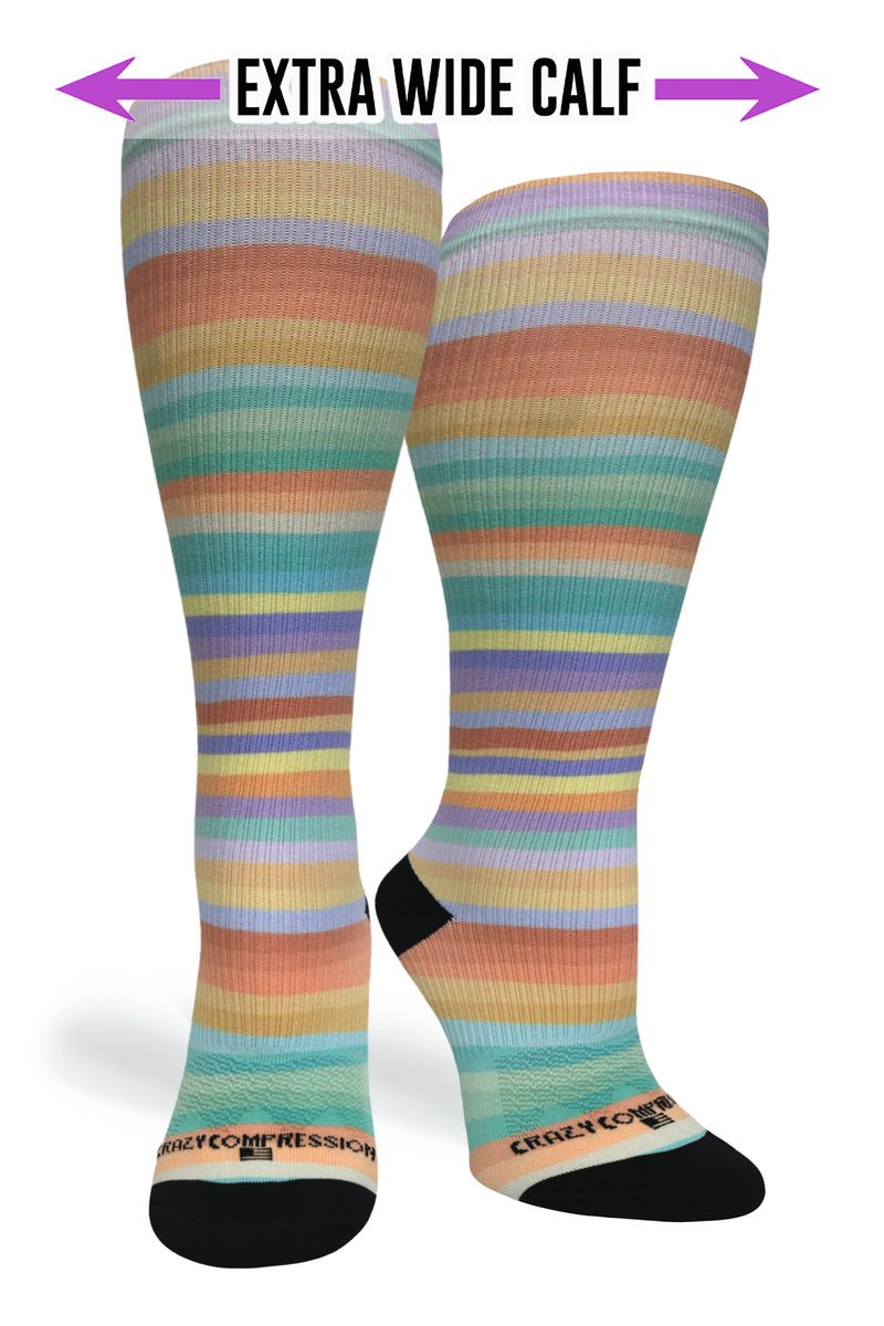 Load image into Gallery viewer, Crazy Compression - Spring Stripes - (Standard & Extra Wide)