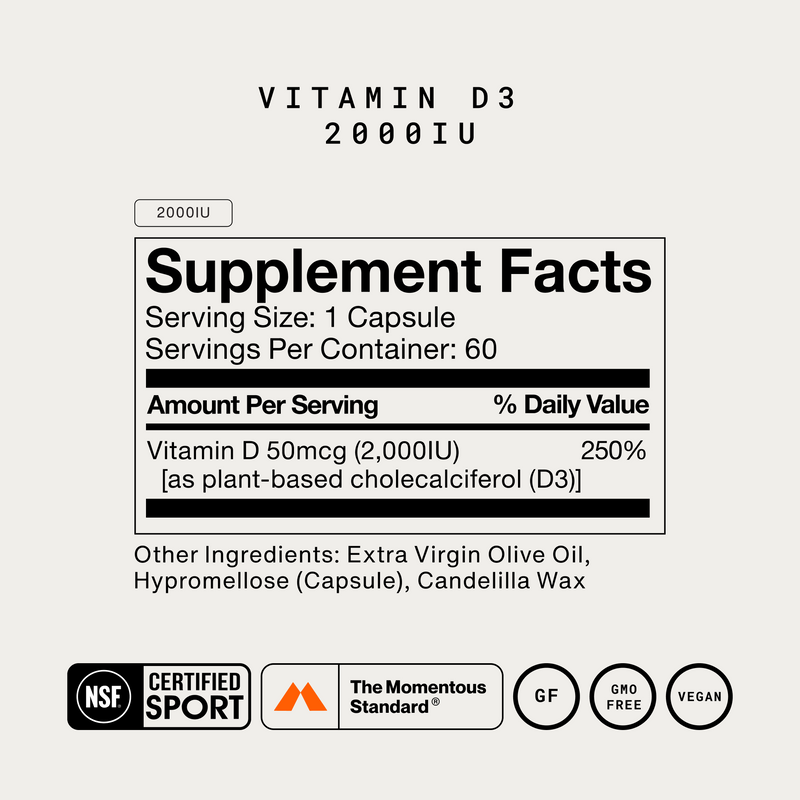 Load image into Gallery viewer, Momentous - Vitamin D3 2000 IU - Vitamins & Supplements