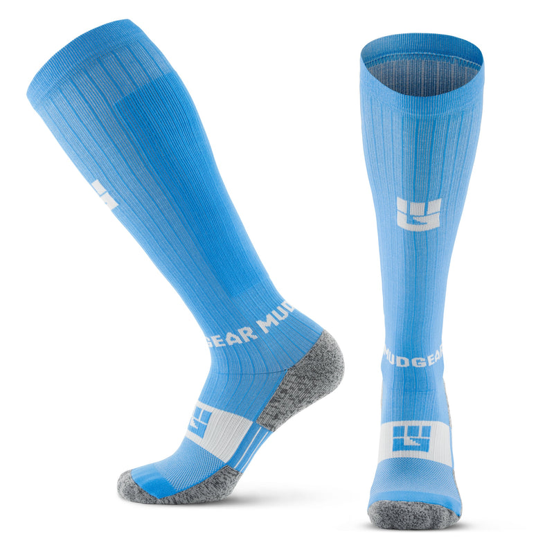 Load image into Gallery viewer, MudGear - Tall Compression Socks (Neon Blue)