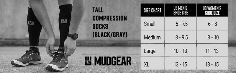 Load image into Gallery viewer, MudGear - Tall Compression Socks (Black/Gray)