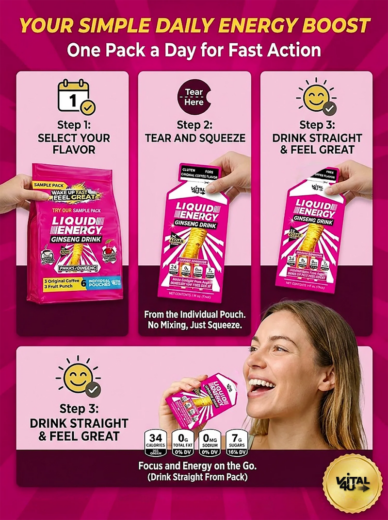 Load image into Gallery viewer, Vital 4U - Liquid Energy Ginseng Sample Pack - 6 Pouches