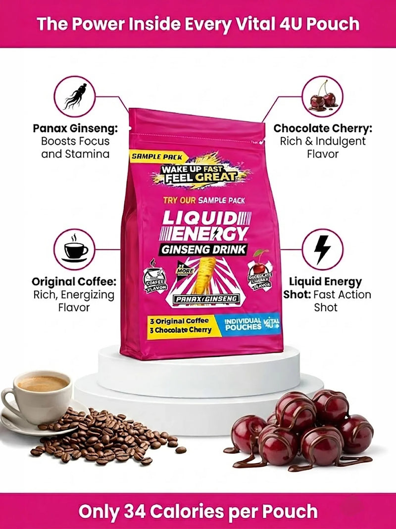 Load image into Gallery viewer, Vital 4U - Liquid Energy Ginseng Sample Pack - 6 Pouches
