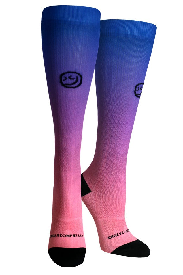 Load image into Gallery viewer, Crazy Compression - Ombré Blue Pink - (Standard & Extra Wide)