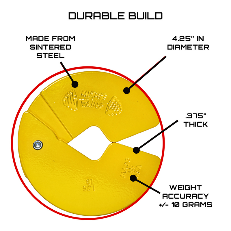 Load image into Gallery viewer, Micro Gainz - yellow 1.25lb dumbbell fractional weight plates