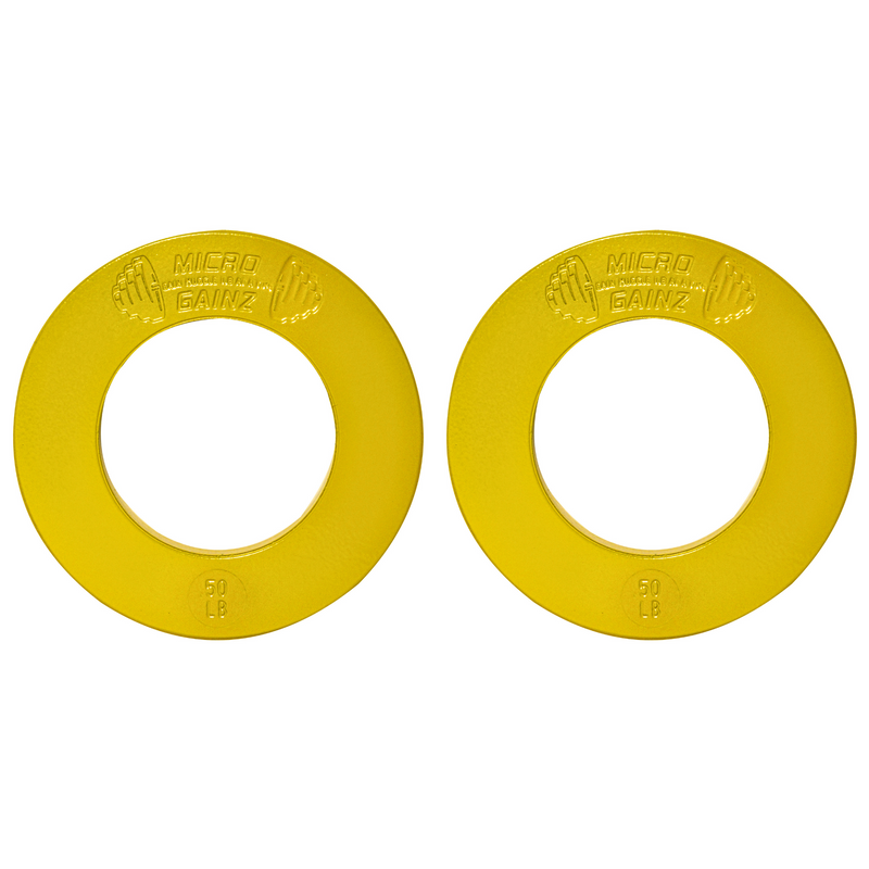 Load image into Gallery viewer, Micro Gainz - Olympic Size Fractional Weight Plates Pair of Yellow .50Lb Plates