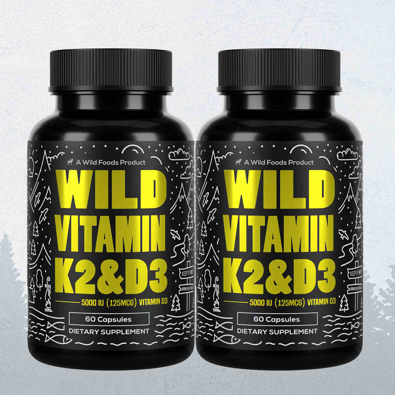 Load image into Gallery viewer, Wild Foods - Vitamin K2 + D3 + Black Pepper Extract - 2x - 60ct (Save $3!)