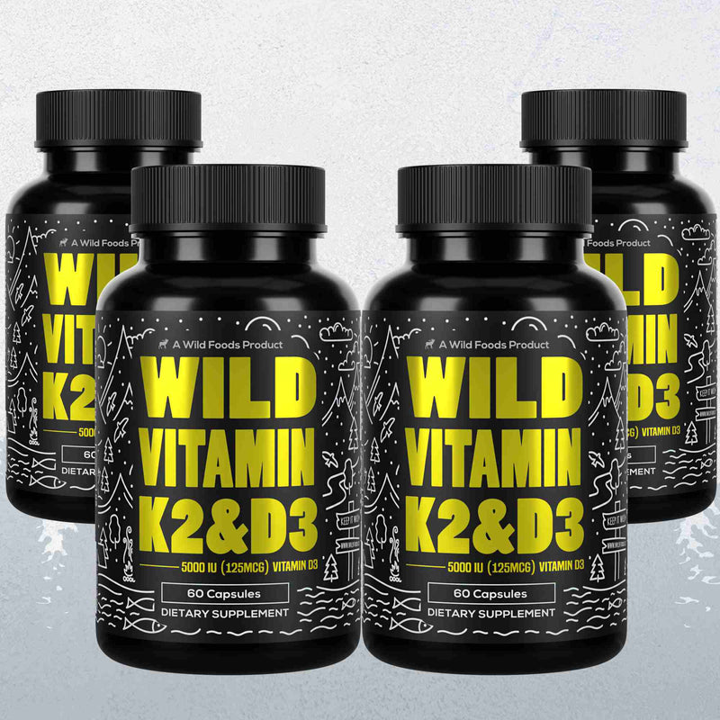 Load image into Gallery viewer, Wild Foods - Vitamin K2 + D3 + Black Pepper Extract - 4x - 60ct (Save $8!)