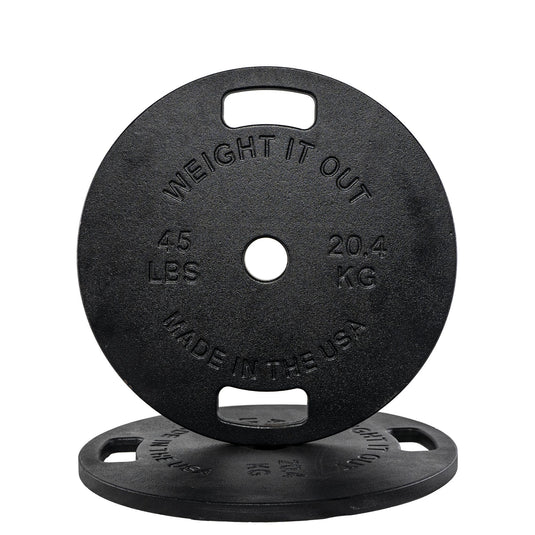 Weight It Out - Cast Iron Machined 45lb And Calibrated Solid Steel Weight Plate Sets
