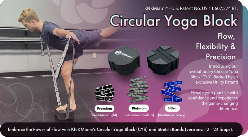Load image into Gallery viewer, KNKMiami - Circular Yoga Block + Platinum Pro Bundle (24-Loop Medium + 11-Loop Light Bands)