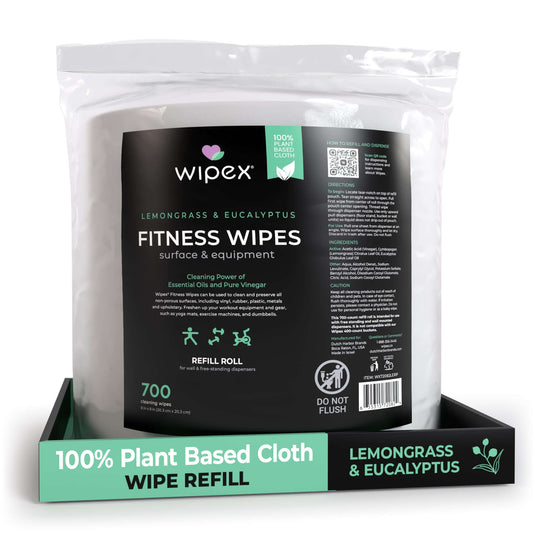 Wipex Co. - 700 Plant-Based Gym Wipes Bulk Refill Roll | Natural Fitness Equipment Wipes