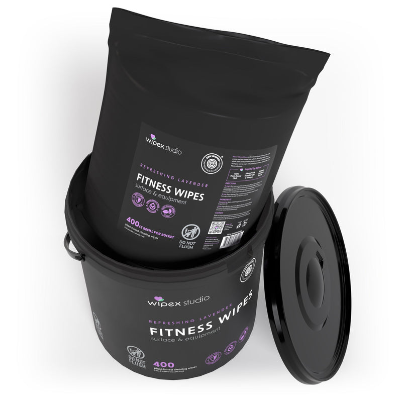 Load image into Gallery viewer, Wipex Co. - 400ct Natural Gym Wipes for Fitness Equipment | Portable Dispensing Bucket or Refill | Plant-Based