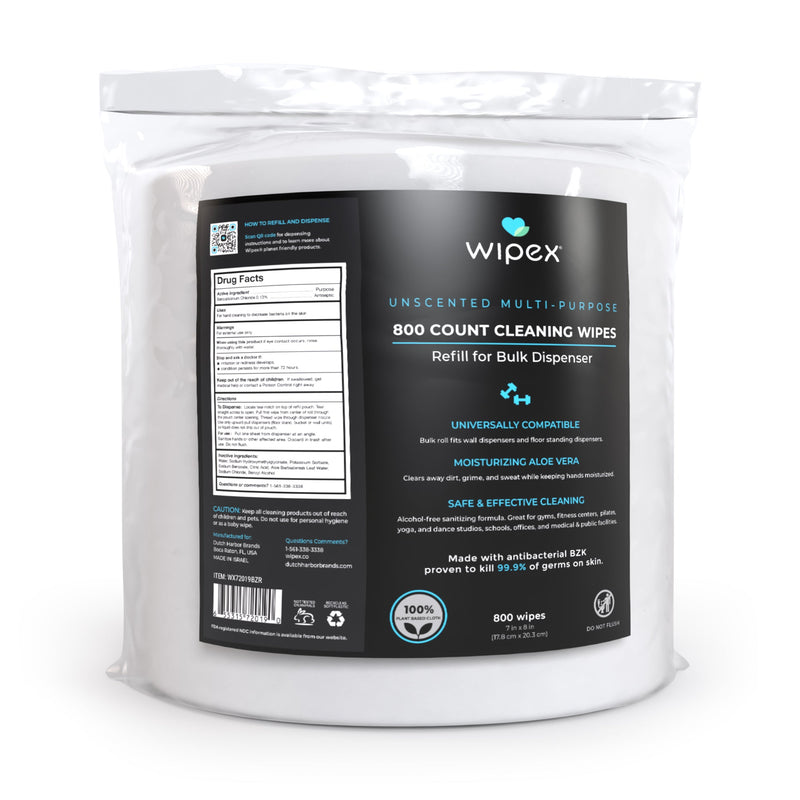 Load image into Gallery viewer, Wipex Co. - Antibacterial Bulk Gym Wipes Refill Roll 800ct | Skin-Safe 98.9% Natural Formula | Biodegradable Cloth