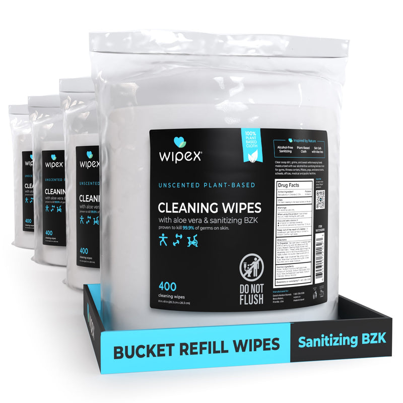 Load image into Gallery viewer, Wipex Co. - Wipex® Bulk Antibacterial Wipes Portable Dispensing Bucket 400ct | Skin-Safe Sanitizing Wipe | TÜV-Certified Plant-Based Cloth