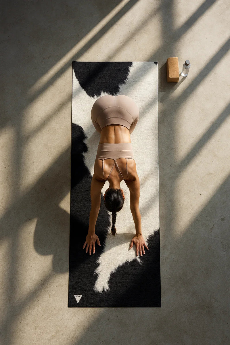 Load image into Gallery viewer, Yune Yoga - Cow Print Yoga Mat – Sustainable, Toxin-Free & Stylish | Yune Yoga