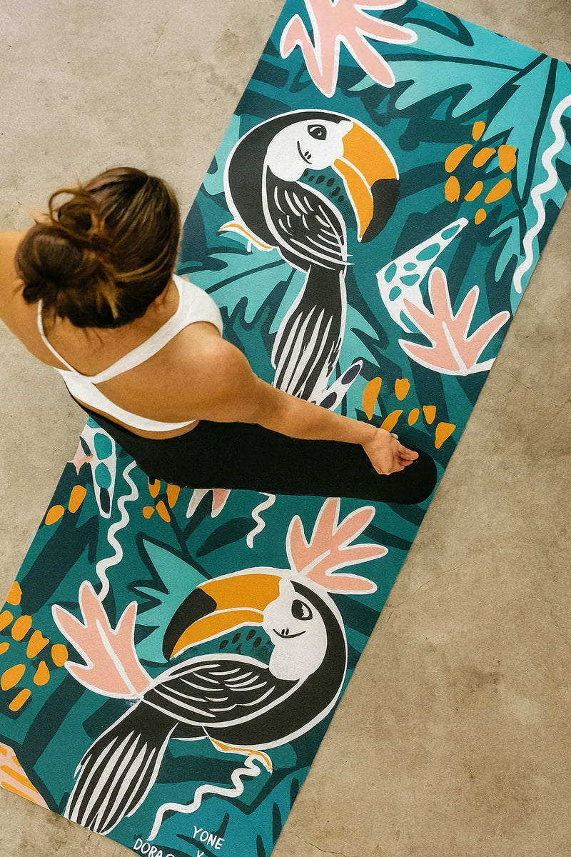 Load image into Gallery viewer, Yune Yoga - Dora Toucan Yoga Mat – Tropical Print, Non-Slip Traction & Cushioned Support