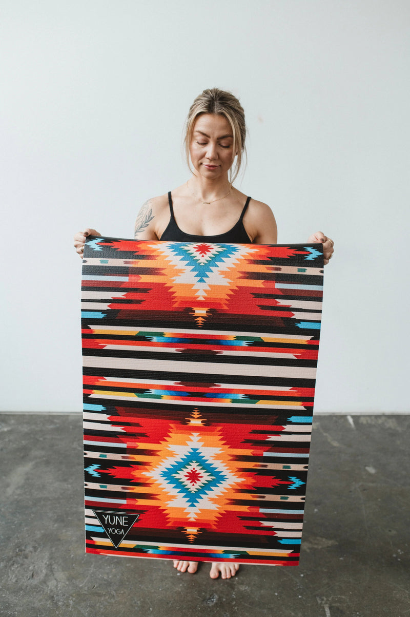 Load image into Gallery viewer, Yune Yoga - Fox Trail Yoga Mat – 6 mm Extra Thick, Double-Sided Non-Slip, Eco-Friendly PER with Multi-Color Striped Design | Yune Yoga