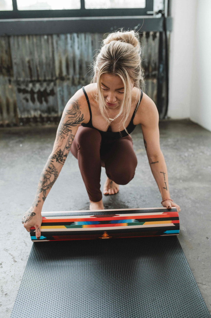 Load image into Gallery viewer, Yune Yoga - Fox Trail Yoga Mat – 6 mm Extra Thick, Double-Sided Non-Slip, Eco-Friendly PER with Multi-Color Striped Design | Yune Yoga