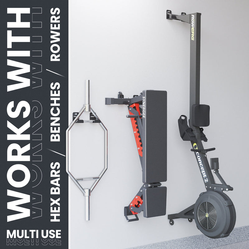 Load image into Gallery viewer, Synergee - Weight Bench or Rower Wall Storage Rack (Small)