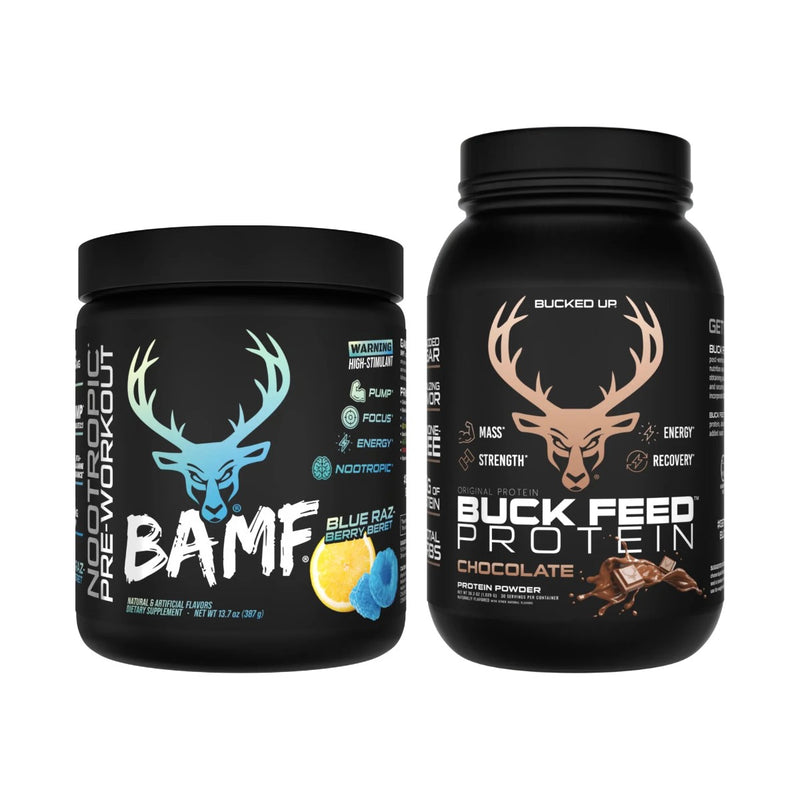 Load image into Gallery viewer, Bucked Up BAMF Focus Stack: BAMF Pre-Workout and Buck Feed Original Protein