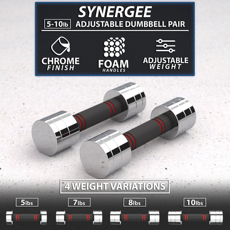 Load image into Gallery viewer, Synergee - Adjustable Chrome Dumbbells