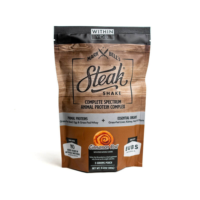 Load image into Gallery viewer, Within You - In 5 Serving Travel Size - Mark Bell's Steak Shake- Complete Spectrum Animal Protein Powder Complex