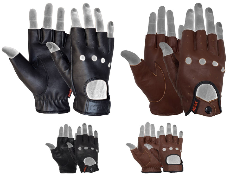 Load image into Gallery viewer, MRX - Driving Gloves Soft Leather Unlined Motorbike Riding Half Fingers Glove for Unisex