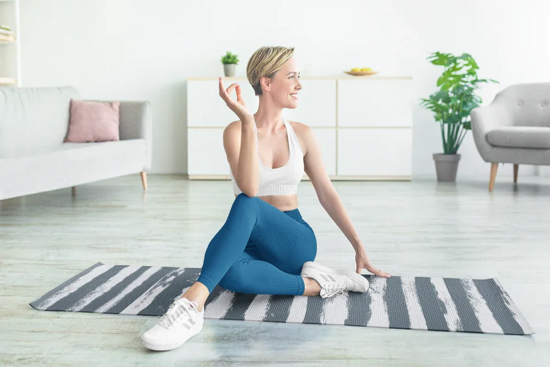 Load image into Gallery viewer, Yune Yoga - Yoga Mat | 6mm Thick | Blue Striped | Non-Slip | Eco Friendly | Yune Yoga | Fir