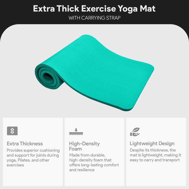 Load image into Gallery viewer, BalanceFrom Fitness - GoCloud 1" Extra Thick Exercise Mat w/Carrying Strap, Green