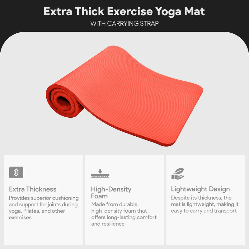 Load image into Gallery viewer, BalanceFrom Fitness - GoCloud 1" Extra Thick Exercise Mat w/Carrying Strap, Red