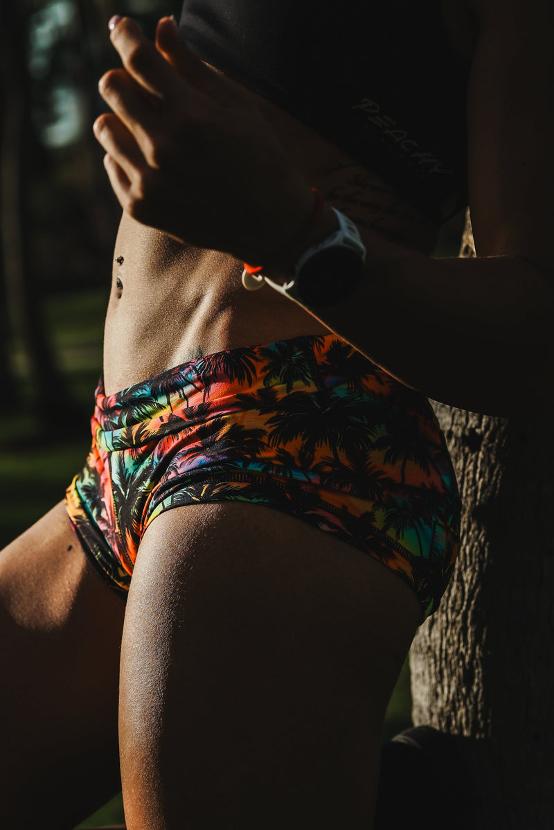 Load image into Gallery viewer, Peachy Athletic - Paradise Palms Squat-Proof Gym Shorts