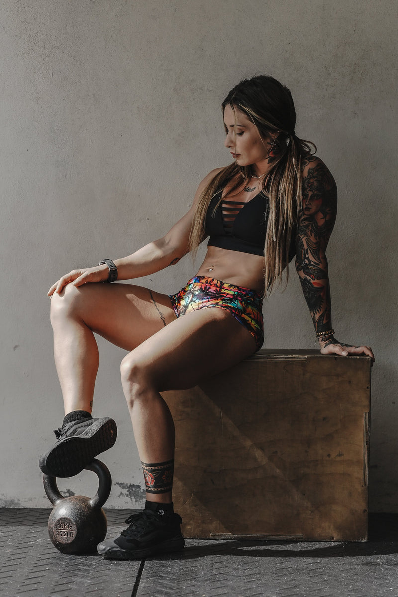Load image into Gallery viewer, Peachy Athletic - Paradise Palms Squat-Proof Gym Shorts