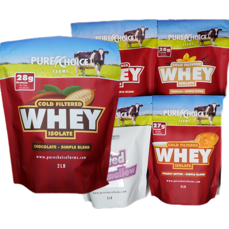 Load image into Gallery viewer, Pure Choice Farms - Whey Protein Isolate Flight Try all 5 flavors!