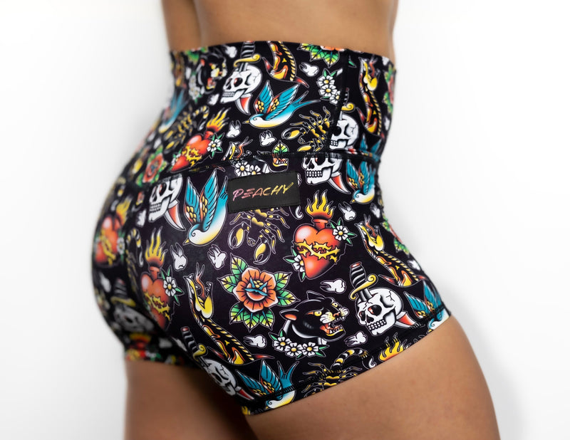 Load image into Gallery viewer, Peachy Athletic - Tatted & Torn Squat-Proof Gym Shorts - Unicorn Collection