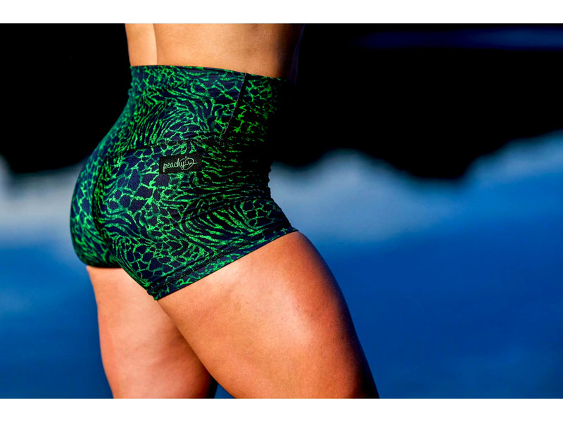 Load image into Gallery viewer, Peachy Athletic - Wild Emerald Squat-Proof Gym Shorts - Unicorn Collection