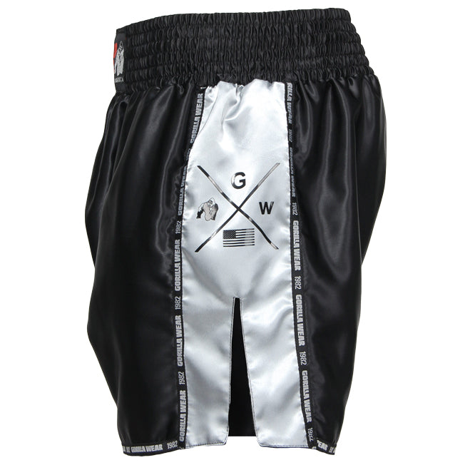 Load image into Gallery viewer, Gorilla Wear - Henderson Muay Thai / Kickboxing Shorts - Black/Gray - Muay Thai Shorts