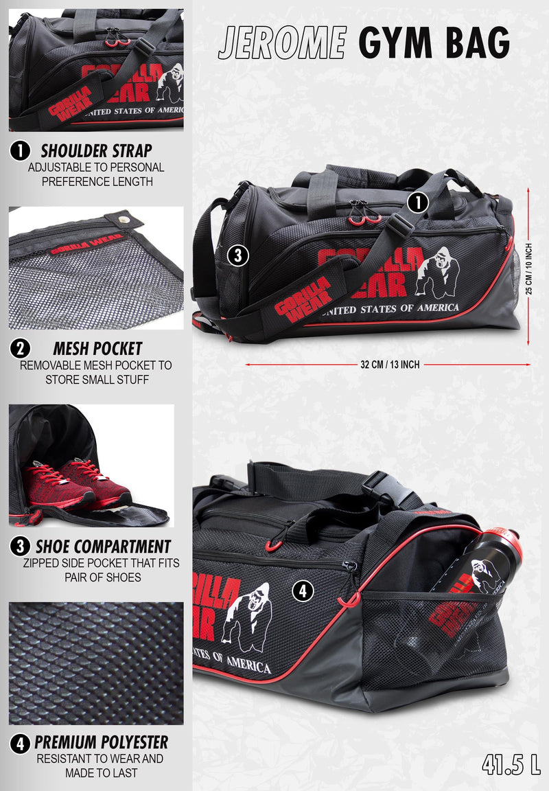 Load image into Gallery viewer, Gorilla Wear - Jerome Gym Bag - Black/Red