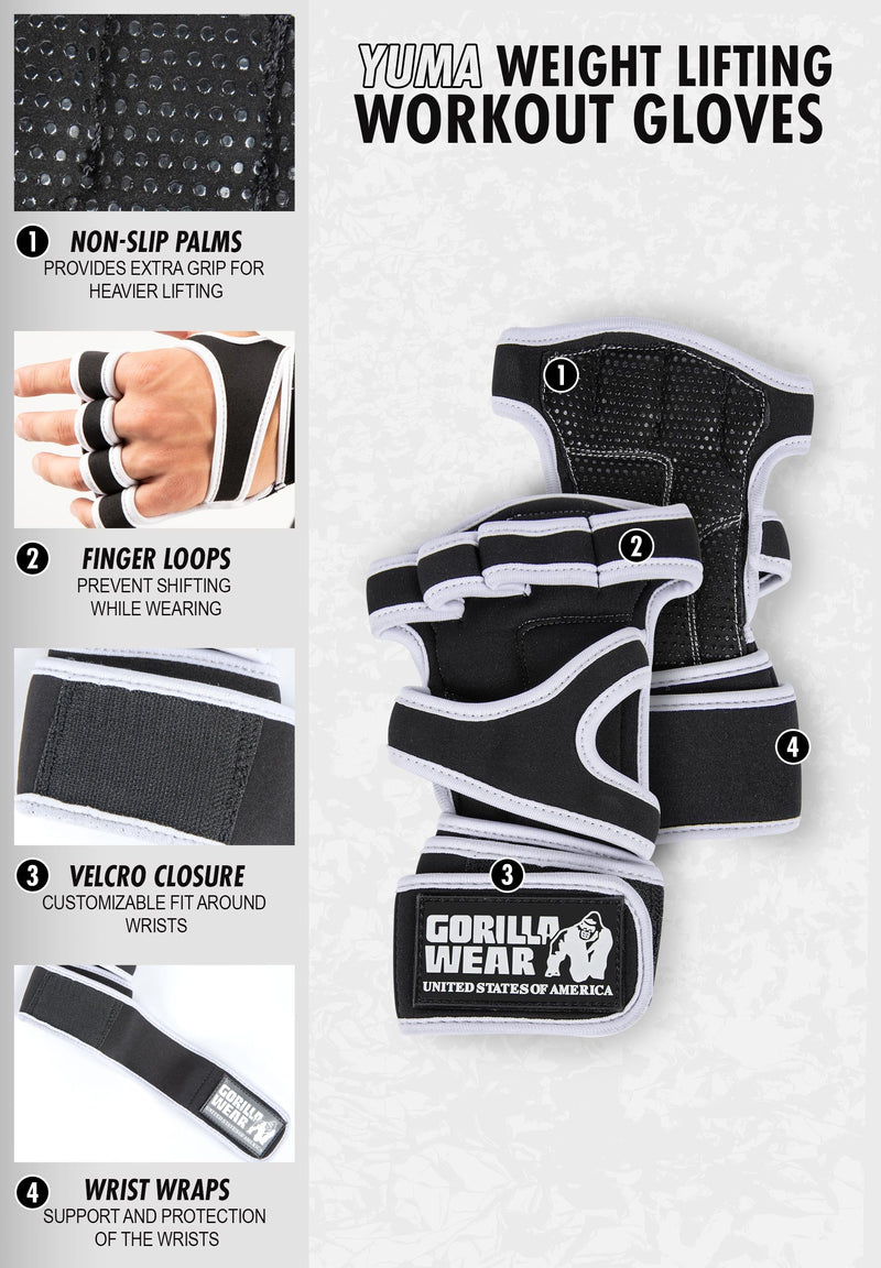 Load image into Gallery viewer, Gorilla Wear - Yuma Workout Gloves - Black/White