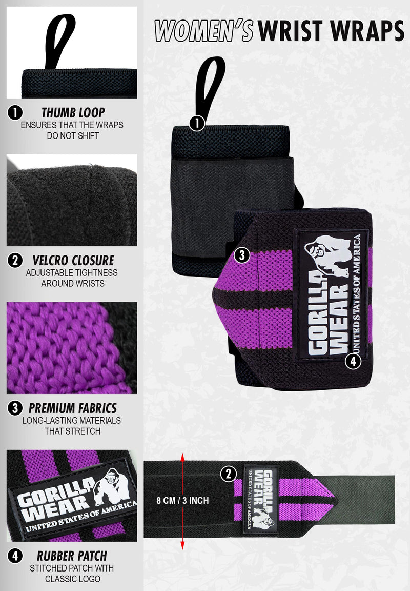 Load image into Gallery viewer, Gorilla Wear - Women's Wrist Wraps - Black/Purple