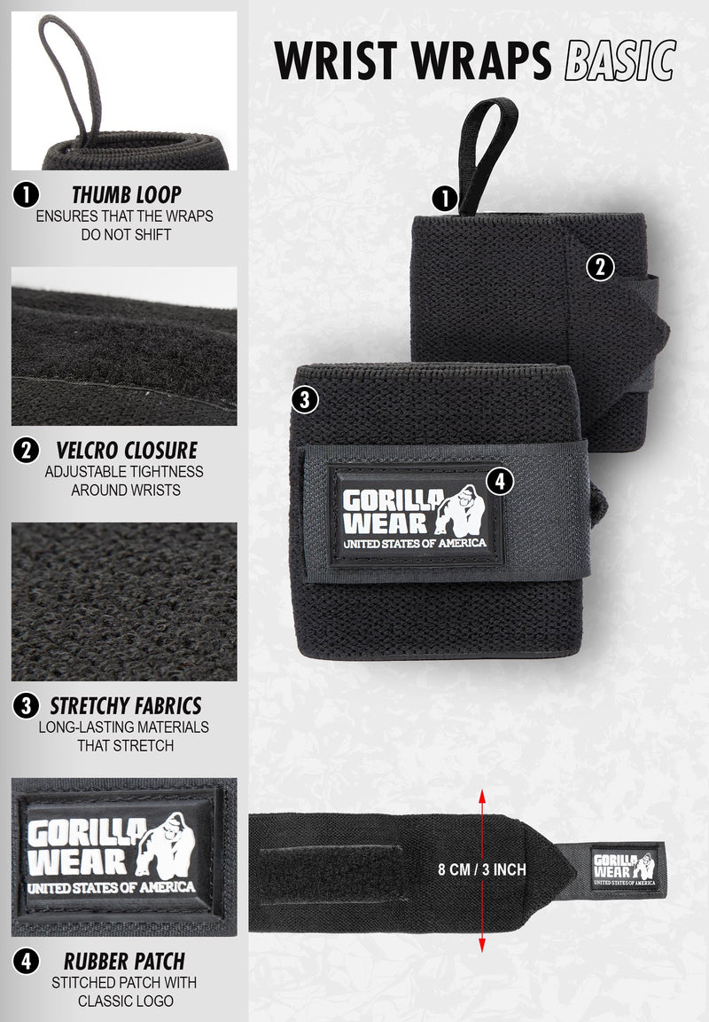 Load image into Gallery viewer, Gorilla Wear - Wrist Wraps Basic - Black/Gray