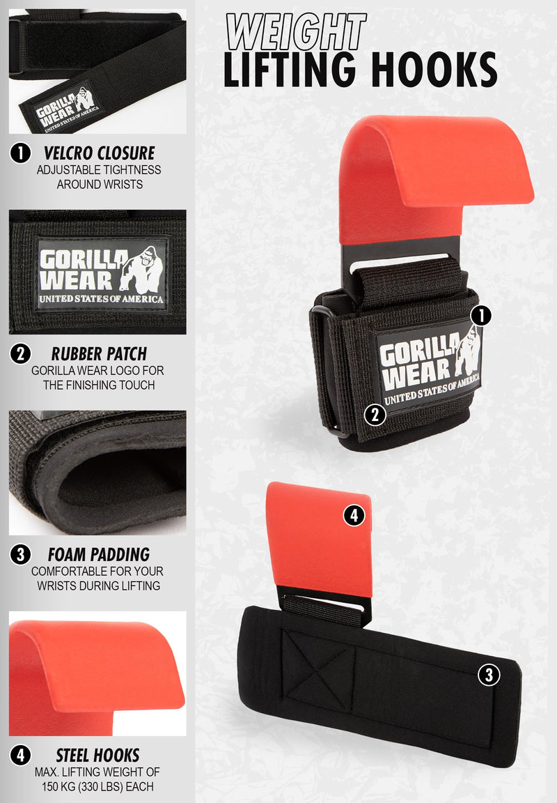 Load image into Gallery viewer, Gorilla Wear - Weight Lifting Hooks - Black