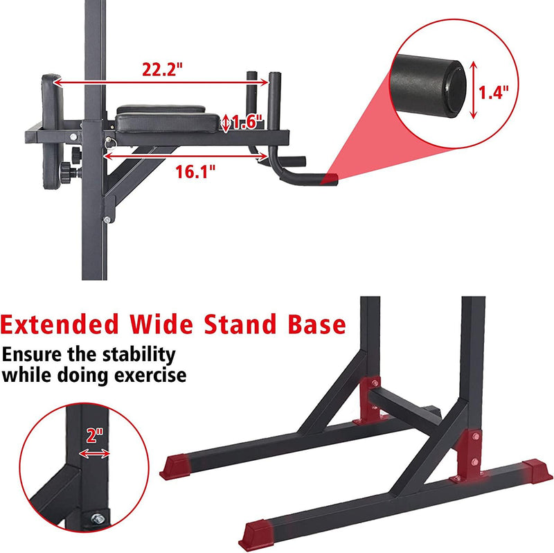Load image into Gallery viewer, Bosonshop - Power Tower Dip Station Pull Up Bar Workout Equipment, Adjustable Height 62.2" to 84.5", Holds Up to 660Lbs