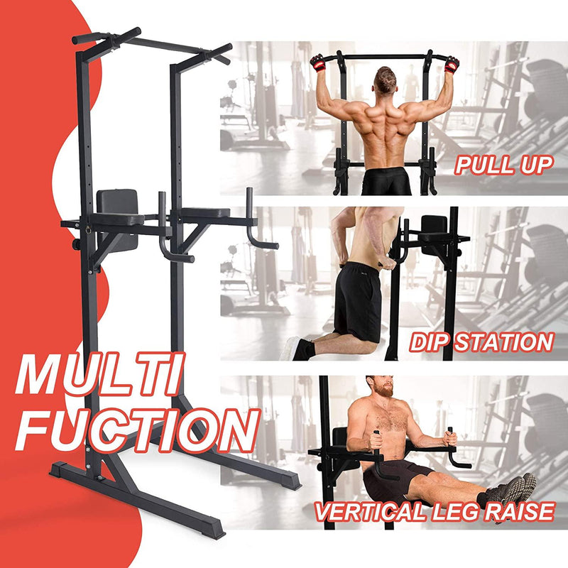 Load image into Gallery viewer, Bosonshop - Power Tower Dip Station Pull Up Bar Workout Equipment, Adjustable Height 62.2" to 84.5", Holds Up to 660Lbs