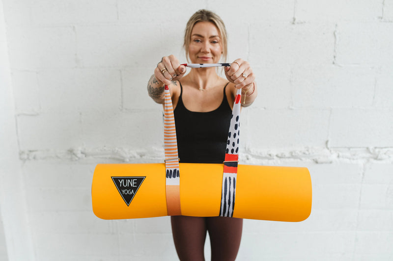 Load image into Gallery viewer, Yune Yoga - Leo Yoga Strap – Yellow Stretching Strap w/ Metal Buckles | Yune Yoga