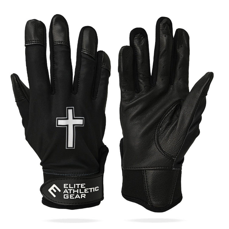 Load image into Gallery viewer, Elite Athletic Gear - Faith Cross Black Batting Gloves