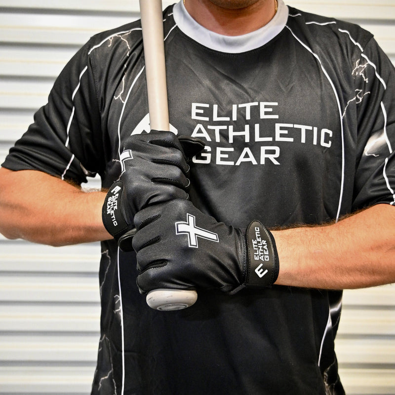 Load image into Gallery viewer, Elite Athletic Gear - Faith Cross Black Batting Gloves