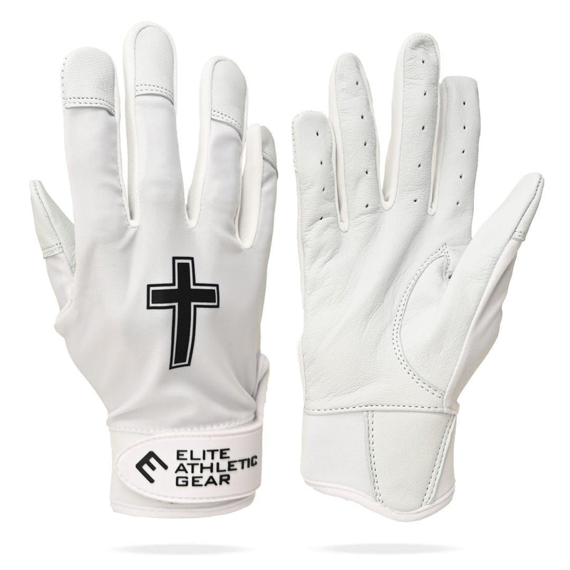 Load image into Gallery viewer, Elite Athletic Gear - Faith Cross White Batting Gloves